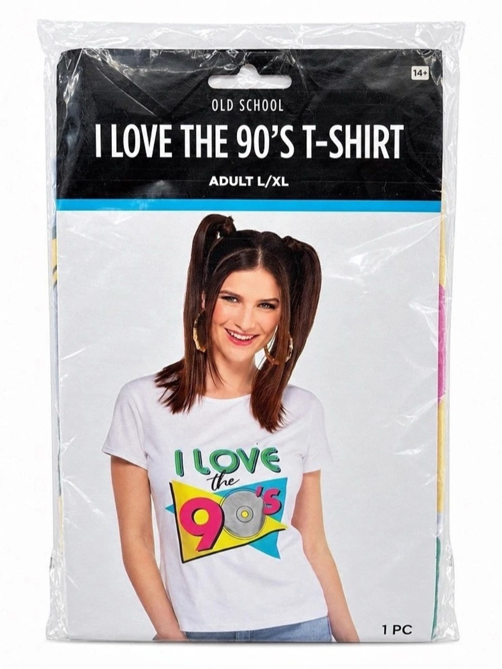 Amscan I Love the 90โs Graphic T-Shirt White Adult L/XL Retro Party Costume